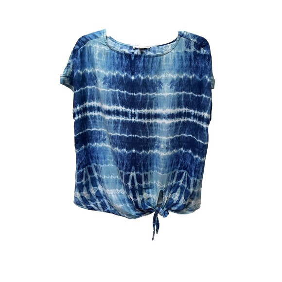 Beach Lunch Lounge Tie Dye Blue Shirt Women's Sz SP Side Knot Top Beach Pool - Picture 1 of 6